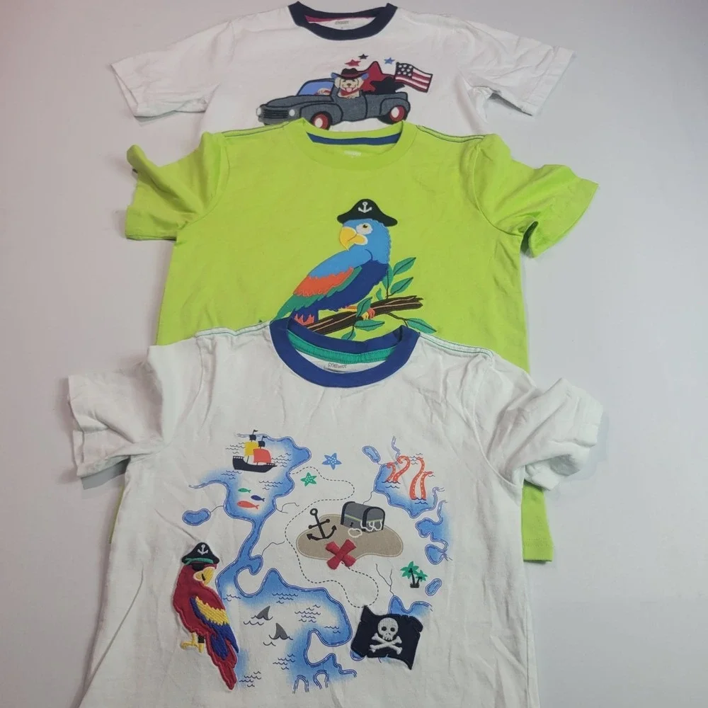 Gymboree Boys T-Shirts Size 8 Pirate & Patriotic Themes Cotton